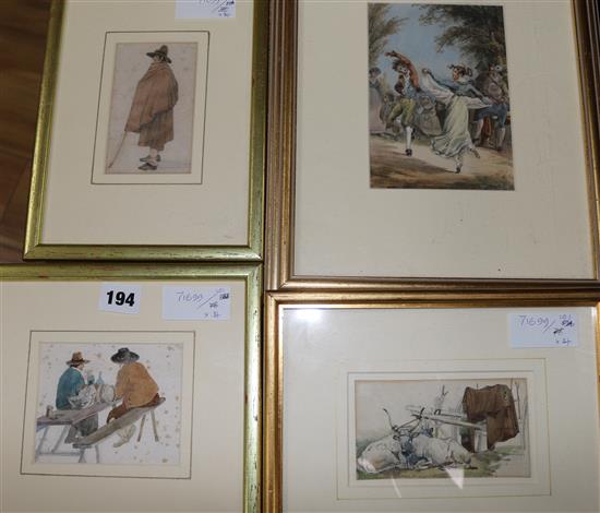 3 Arthur Glennie watercolours and an Italian watercolour
